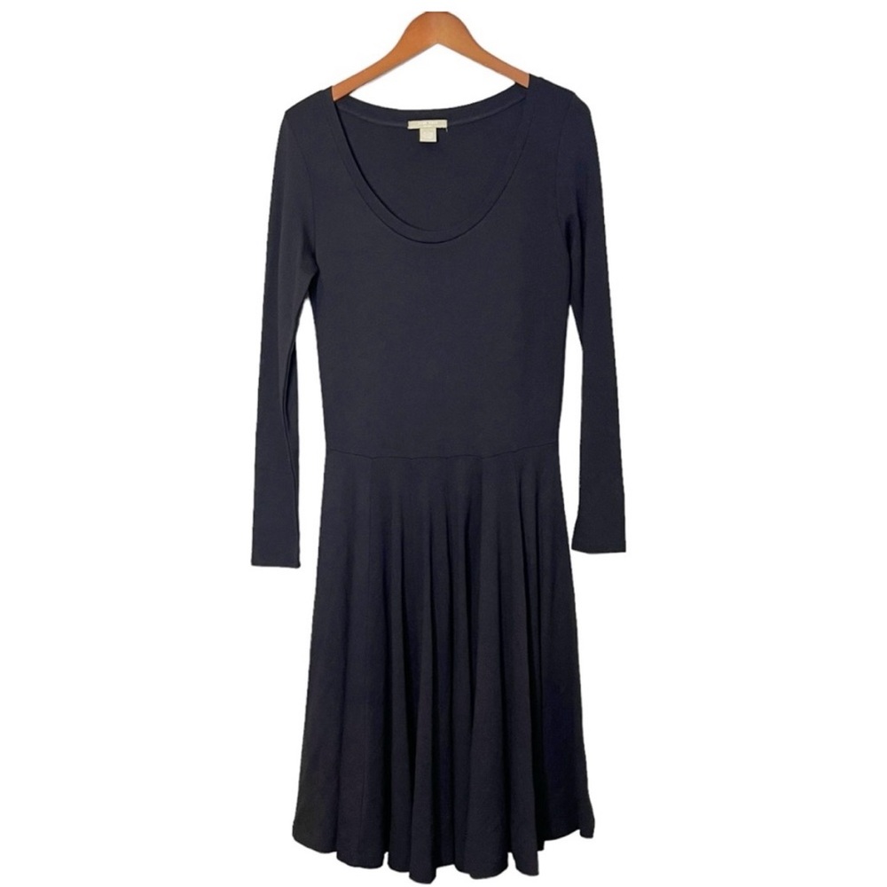 Joan Vass NWT Black Rayon Nylon Blend Fit & Flare Midi Dress size medium NWT